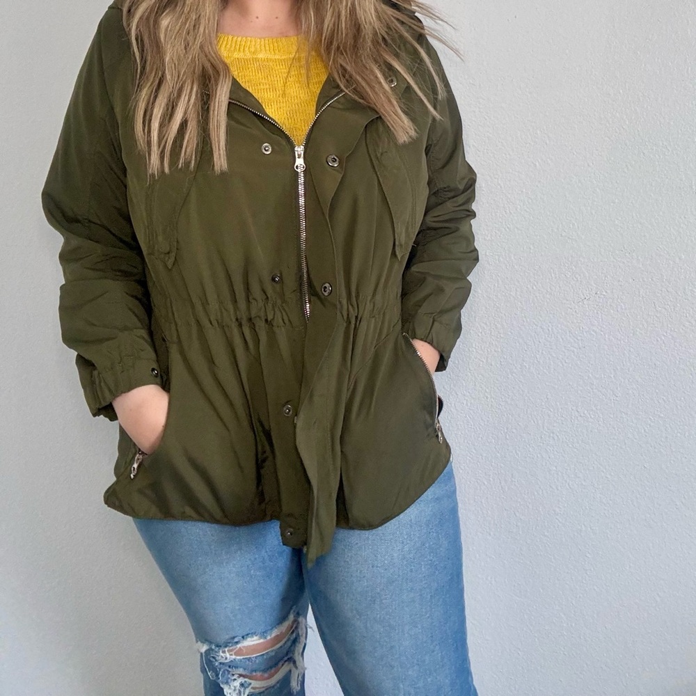 Basic House Green Army Rain Jacket Small - image 4